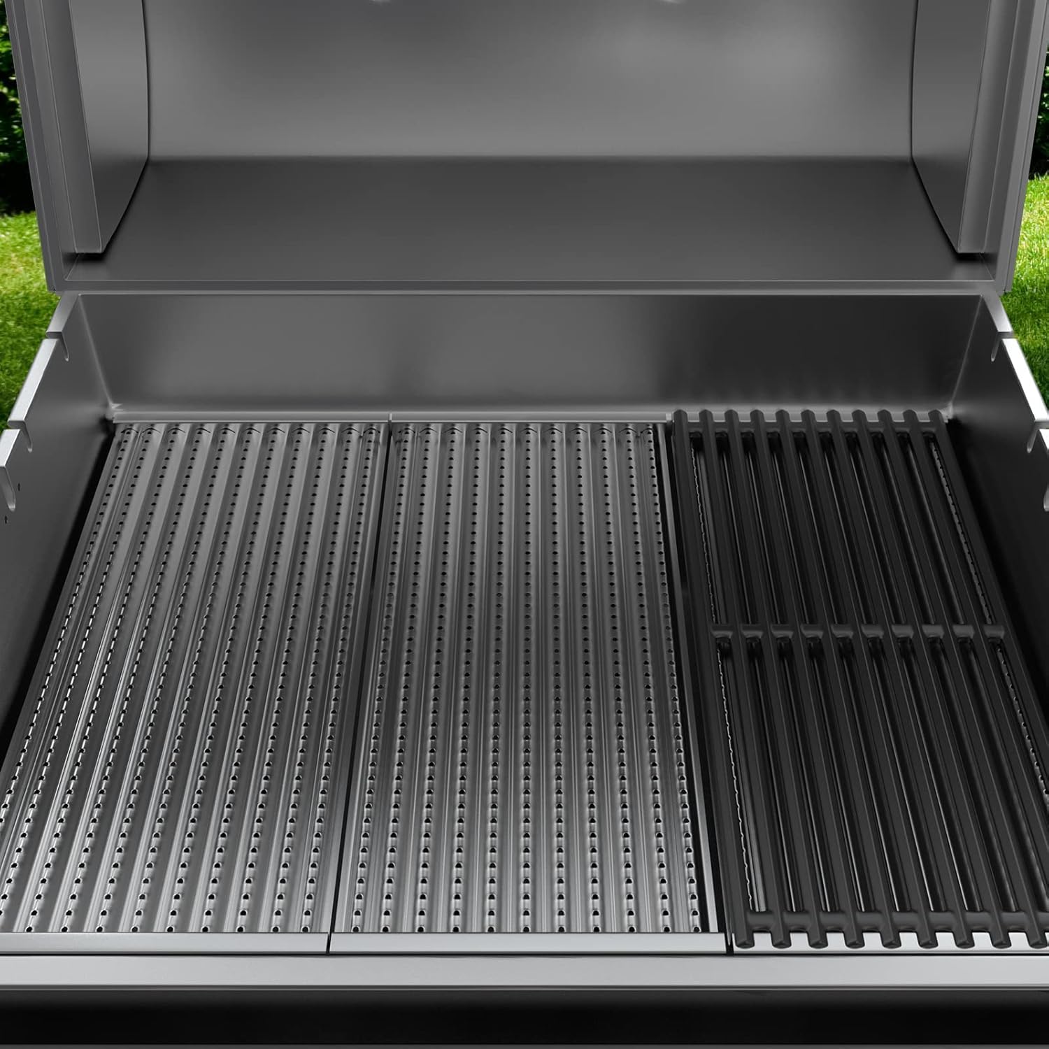 BBQ-PLUS Piastra emettitore a raggi infrarossi per grill Charbroil 463242515, 463367016, 463242516, 466242515, 466242615, 463243016, 463367516, 466242516, 46624242424. 2616, 463346017, acciaio