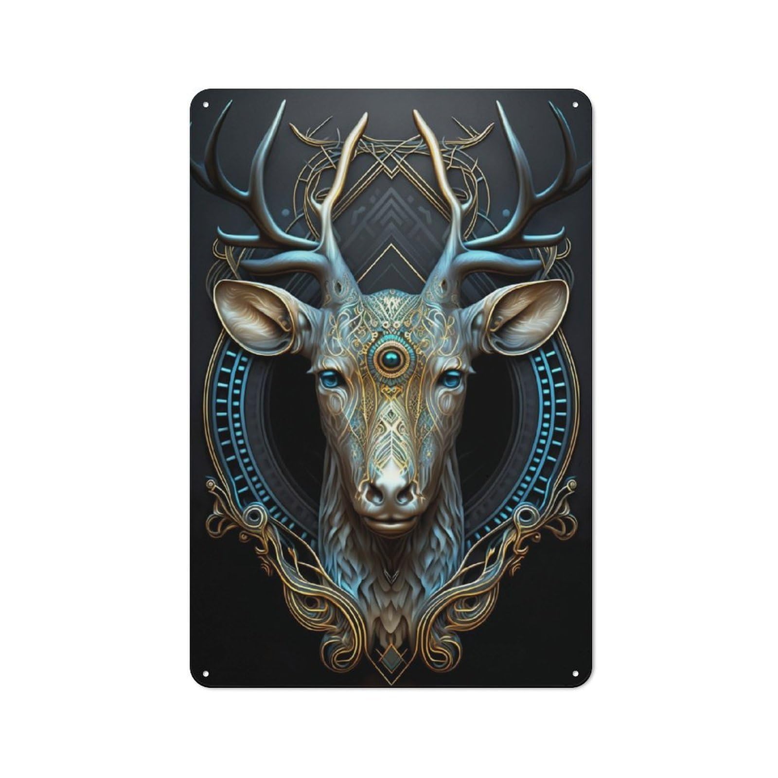 Junmoney Mystical Astrology Deer Metal Sign 30X20cm With For Home Bar Wall, Rustic Decor, For Collectors Decorating Home Bars And Entertaining Spaces