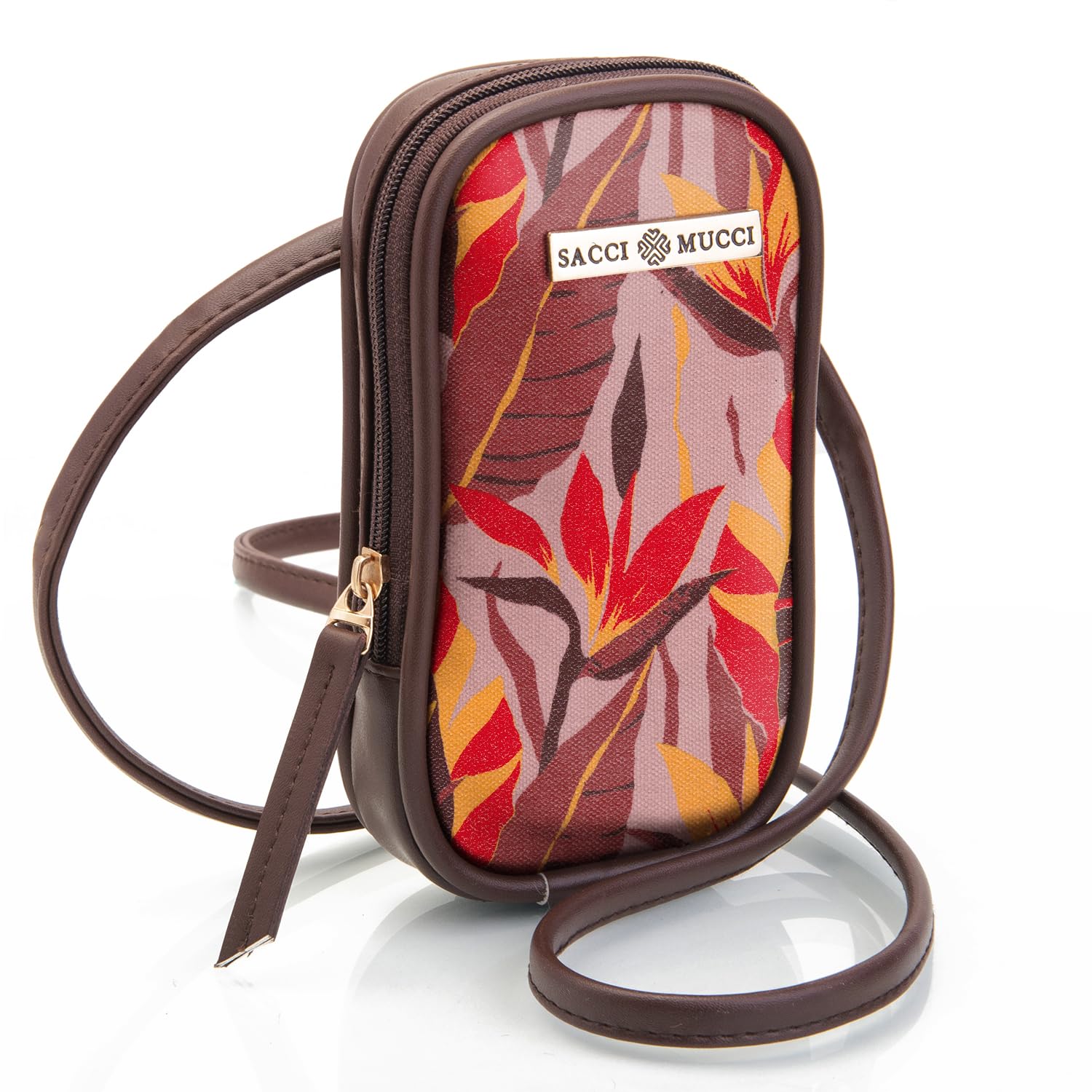 Designer Faux Leather And Canvas Mobile Sling Bag For Women Stylish Travel Small Pouch Crossbody Side Bag Birthday Gift Item - Exotic Jungle-image-44