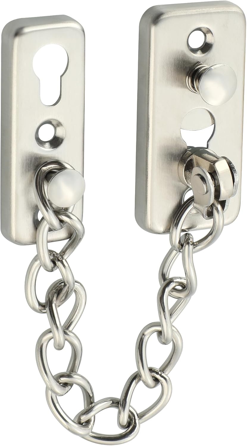 Door Chain Lock Door Latch Guard Stainless Steel Safety Chain Door Bolt for Interior Door Front Door Toilet Door Barn Door Fence Door Garage Door (Brushed)