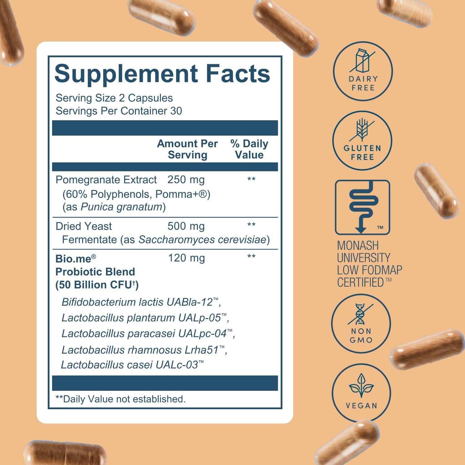 Synbiotic 3-in-1 Prebiotics, Probiotics & Postbiotics for Digestive Health, Gut Health, Immune Support & Bloating Relief for Men & Women - 50 Billion CFU Per Serving - Vegan, 60 Capsules (30 Servings) - Image 3