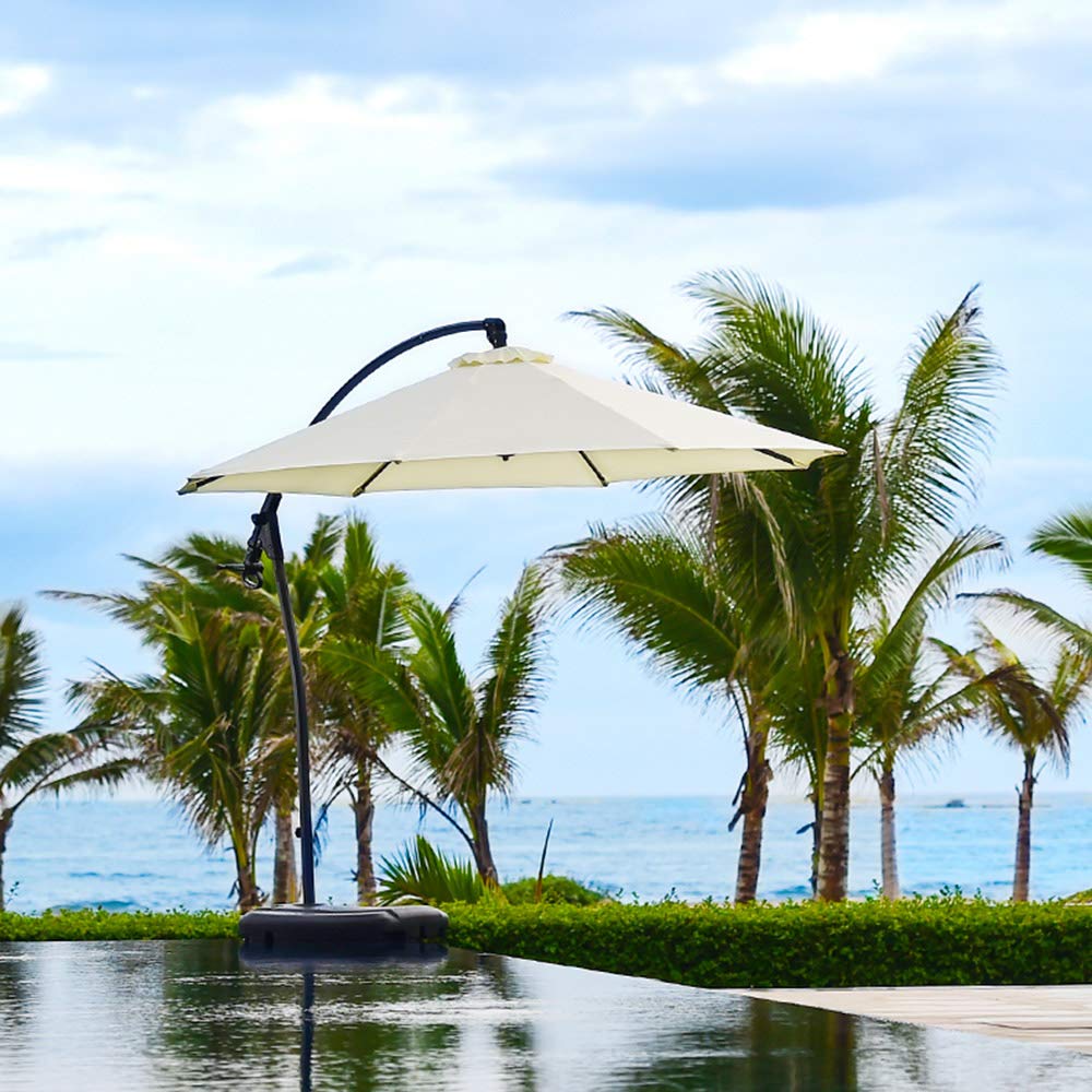 Parasol ogrodowy na zewnątrz, Parasol ogrodowy w stylu śródziemnomorskim, Parasol bananowy na zewnątrz, Ręcznie obsługiwany projekt parasola plażowego, Złamana biel