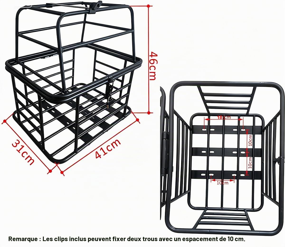 Panier arrière Robuste pour vélo pour Chiens et Chats, Cage de Transport Ajustable pour Animaux avec Housse et Serrure, Panier Multifonction pour Animaux, Courses et Usage Quotidien