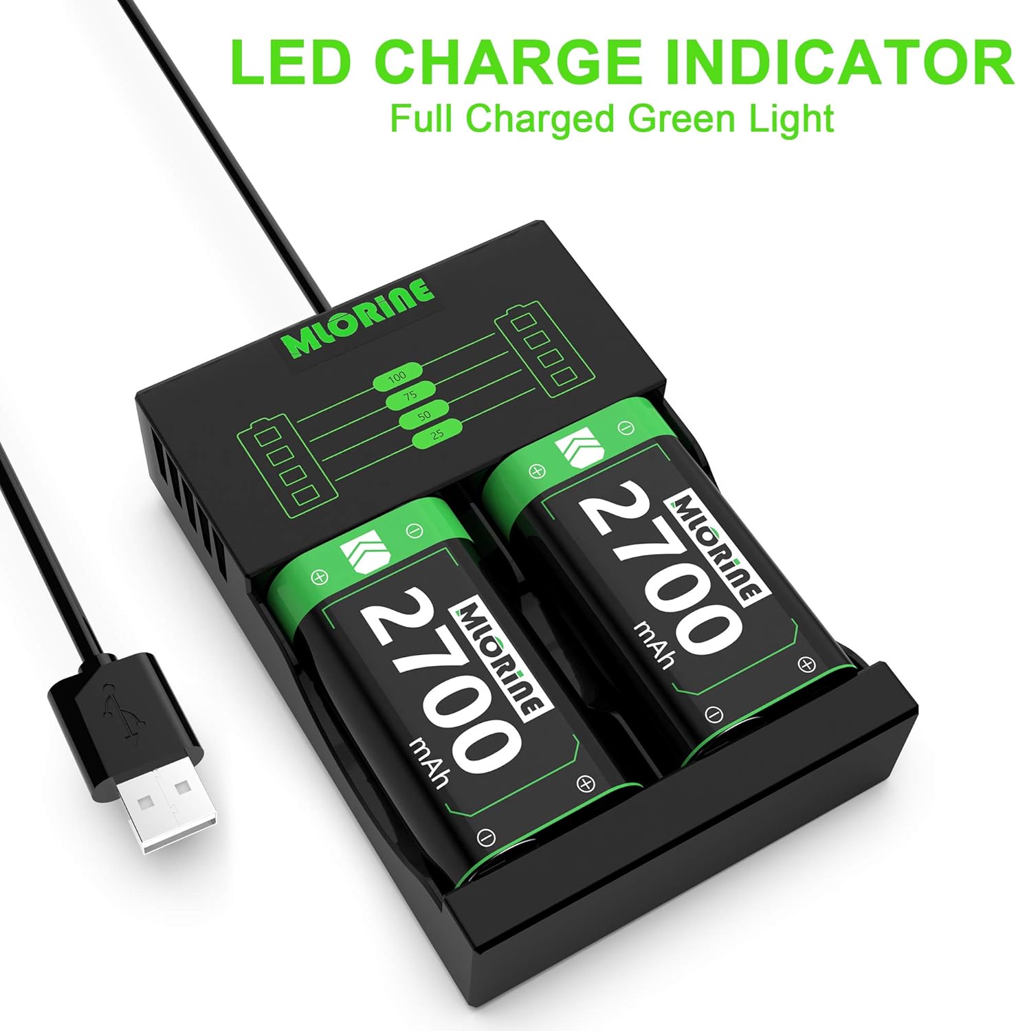 2700mAh Xbox Controller Battery Pack and Rechargeable Charger Remote Batteries Accessories for Xbox One/Xbox One X/Xbox One S/Xbox One Elite/Xbox Series X/S Stuff (4 Battery +1 Charger)
