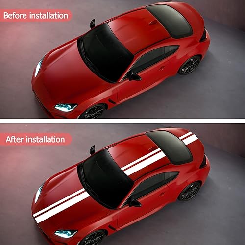 Miniatura 4 de SUNJIKA 3 calcomanías de vinilo para el lado del automóvil, diseño de rayas largas para capó para portón trasero, carrocería, carreras, deportes,