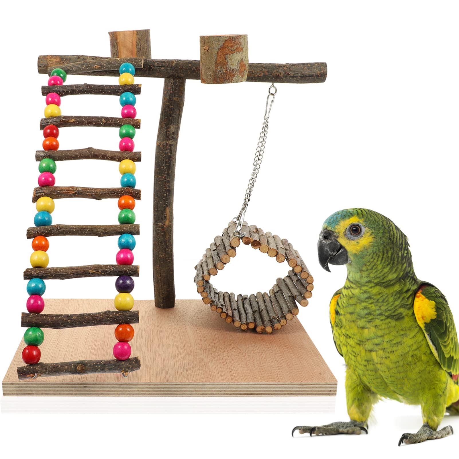 Housoutil de Loros Percha para Loros Soporte Interactivo para Entrenamiento de Aves y Periquitos Zona para Pájaros Jaula de Mesa
