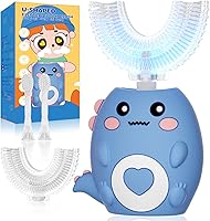 Vista 9 de Cepillo de dientes eléctrico en forma de U para niños, con 3 modos de limpieza, con 4 cabezales de cepillo, cepillo de dientes automático sónico