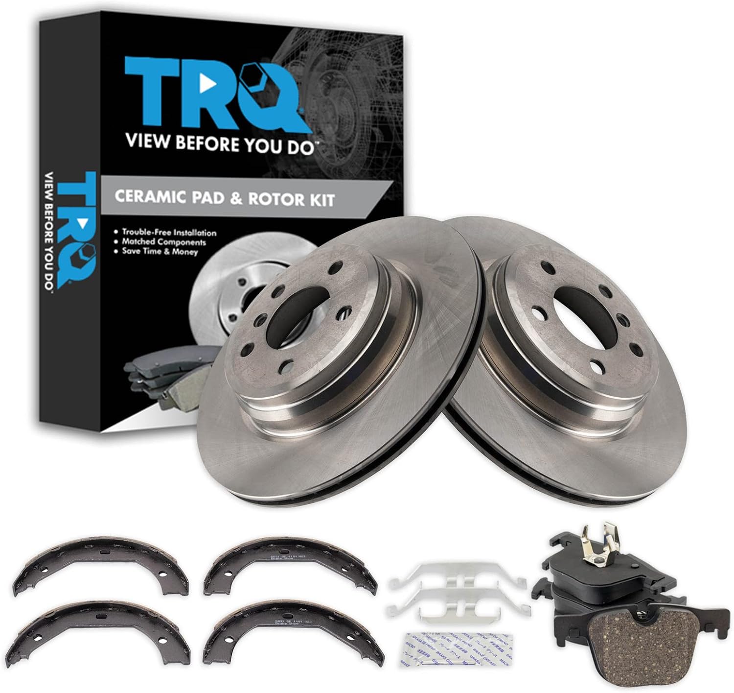 TRQ Rear Brake Pad & Rotor Kit Compatible with 2012-2017 BMW