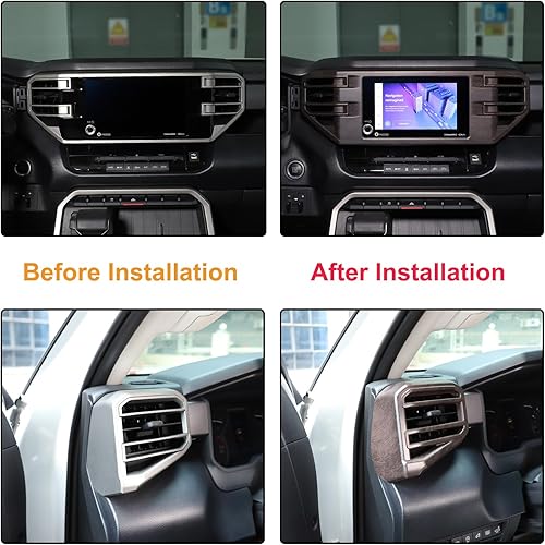 Vista 77 de Cubierta de salida de aire lateral para consola central de automóvil, compatible con Toyota Tundra 2022+ Sequoia 2023+ cubierta de panel de aire