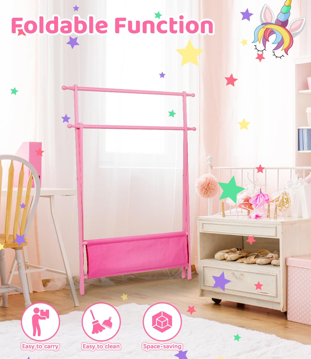 Burro Ropa Infantil Rack Perchero Acero Closet Organizador Ropa