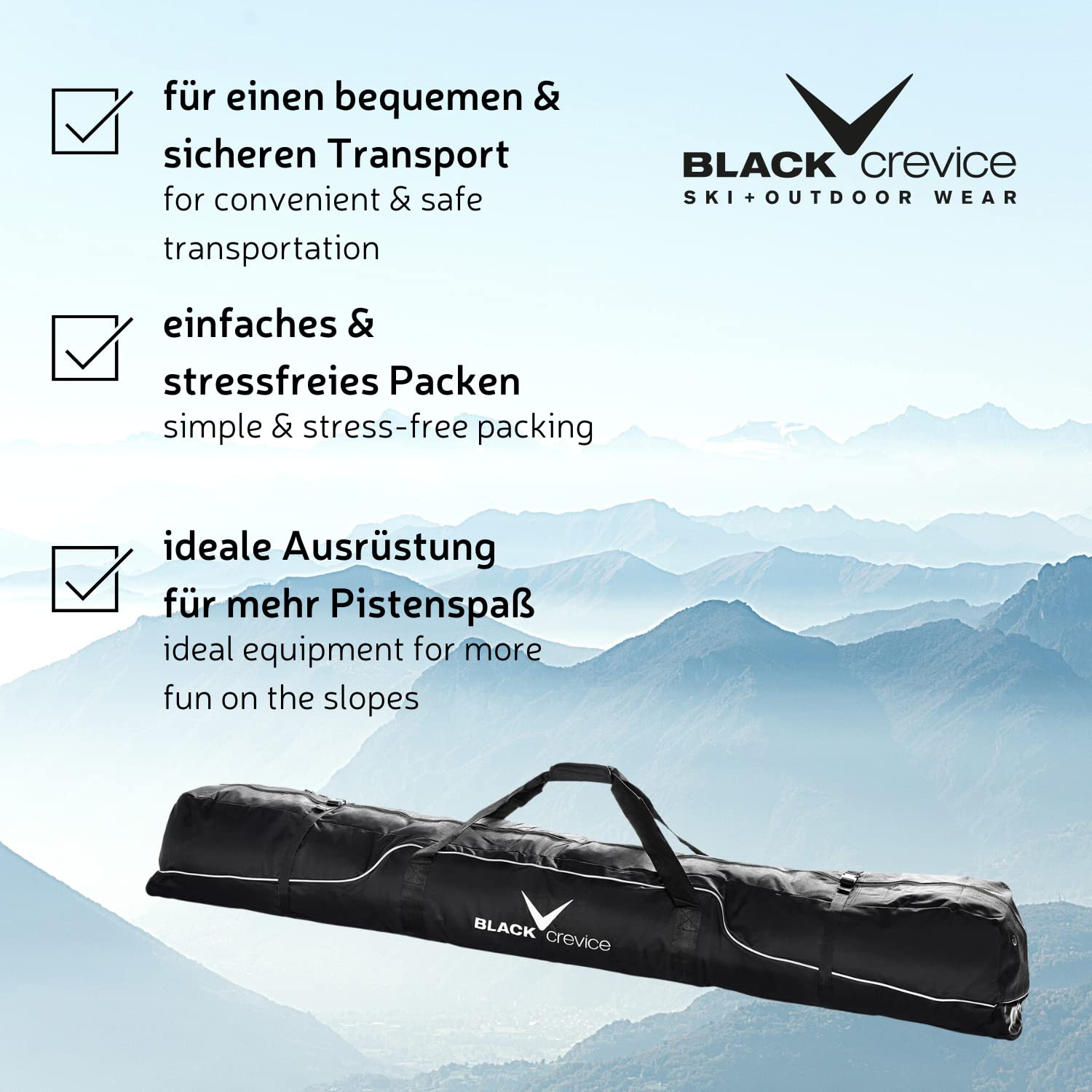 Black Crevice Sac de Ski pour 3 Paires de Skis alpins Sac Mixte
