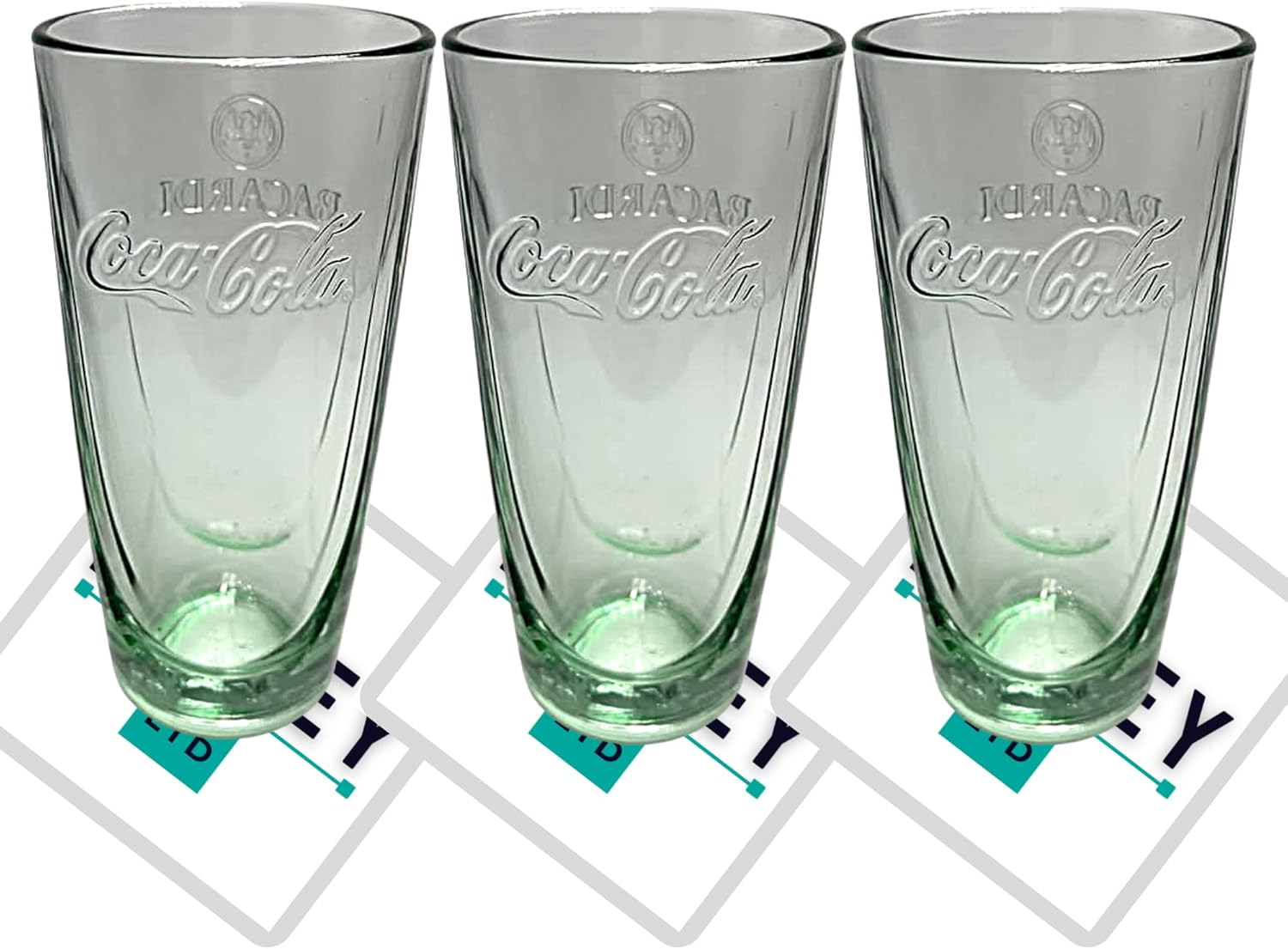 Roxley X3 Bacardi Rum & Coke Glass Also Comes with Branded Beer Mats