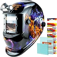 Vista 9 de TRQWH - Casco de soldar con luz, color real, oscurecimiento automático, cascos de soldadura para hombres, con energía solar, con capucha