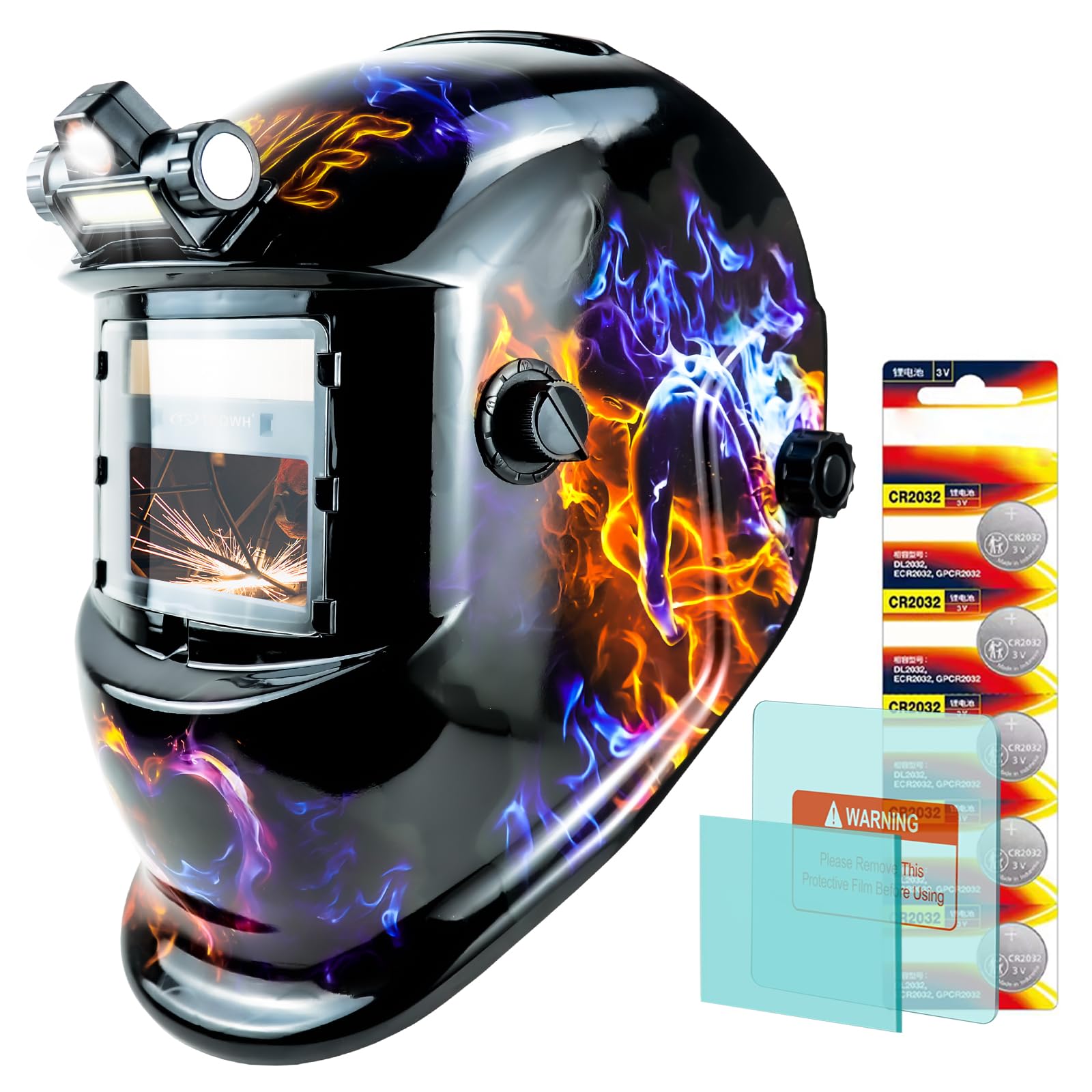 TRQWH Casco de soldadura de oscurecimiento automático, capucha de soldadura, funciona con energía solar, máscara de soldadura de color real, 2 sensores de arco, pantalla ancha, casco de soldadura de
