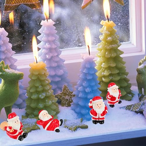 Miniatura 2 de Gatuida 12 figuras en miniatura de resina de Papá Noel de Navidad, mini adornos de resina de Papá Noel, manualidades para decoración de Navidad,