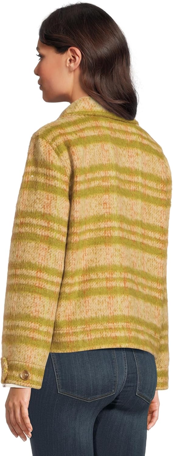 Liverpool Women's Button Front Blanket Plaid Boxy Shacket