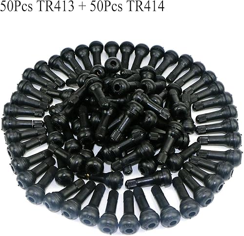 Miniatura 2 de QISF - 100 piezas TR413 y TR414 de longitud estándar de goma negra para orificios de llanta sin cámara de 0.453 pulgadas y 0.453 in (50 piezas TR413