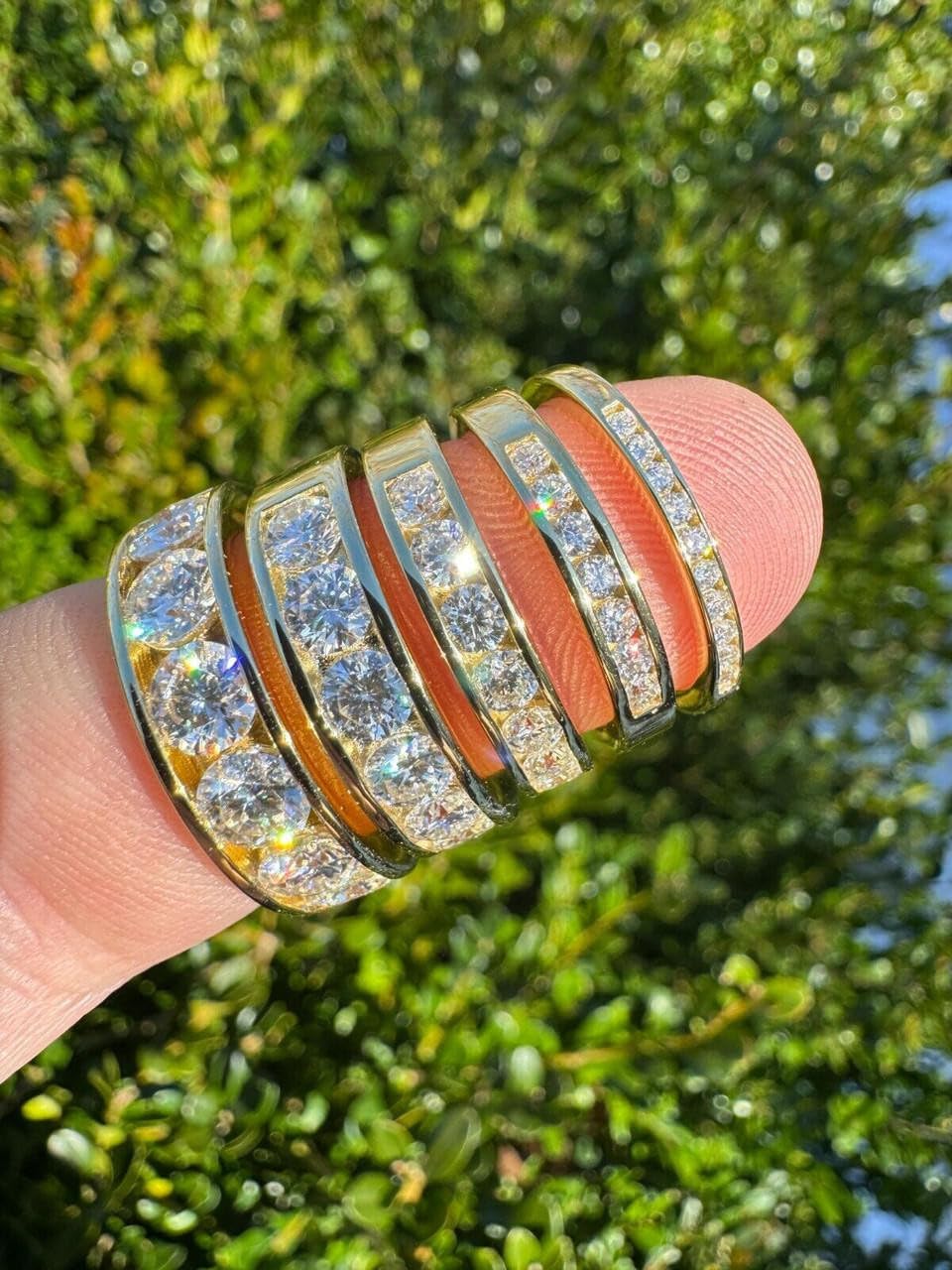 3 ct Moissanite Wedding Band in 14k Gold & White Gold Over Solid 925 Sterling Silver Channel-set VVS/D Color Half Eternity Band Ring for Women 1.5mm-5mm