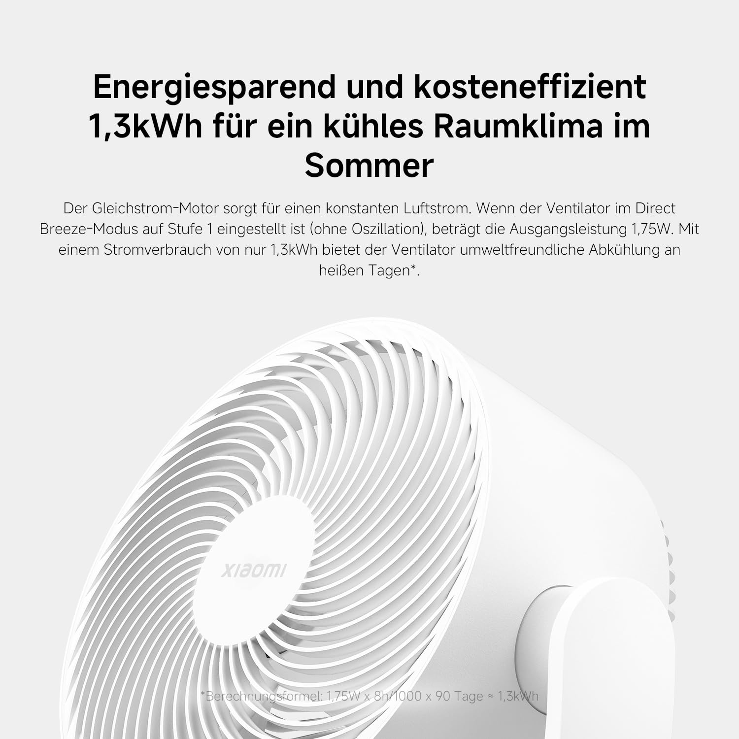 XIAOMI Smart Desktop Air Circulation Fan - Tischventilator mit 1180m³/h und 3D-Luftverteilung, 100 Stufen Windgeschwindigkeit, Ultra Leise 28.4dB(A), USB-C, Weiß
