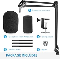 Vista 7 de Brazo de brazo con filtro pop - Soporte de brazo de tijera de suspensión para micrófono con 2 tipos de parabrisas por YOUSHARES