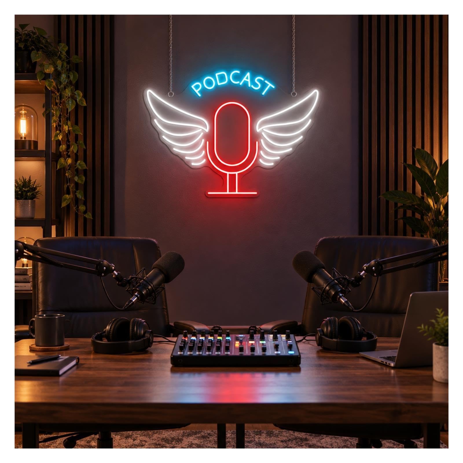 AtmosphäreHeimdekoration Podcast Microphone Neon Sign