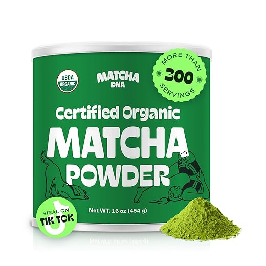 MATCHA DNA Certified Organic Matcha Green Tea Powder (16 oz TIN CAN)