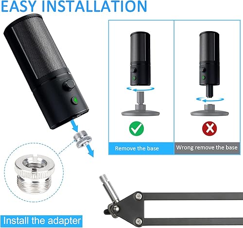 Miniatura 2 de Razer Seiren X Mic Boom Arm Stand con filtro pop, compatible con micrófono USB Razer Seiren X con funda para cable por SUNMON