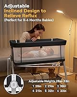 Vista 3 de Moisés 4 en 1 para Bebé Durmiente de Cabecera, Moisés de Cabecera con Ruedas, Moisés Ajustable de 6 Alturas con Colchón Suave, Mosquitero, Juguete