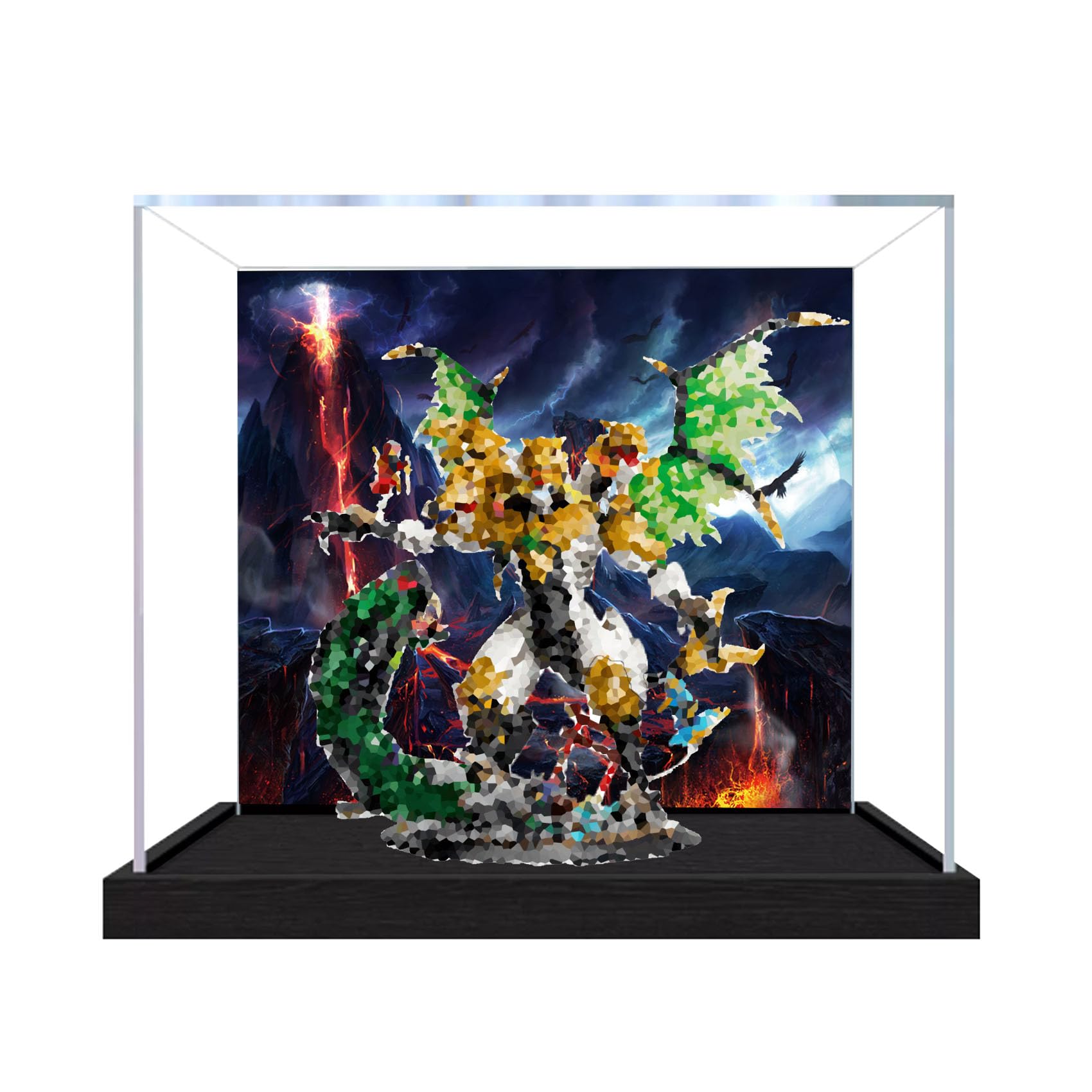 Dustproof acrylic Display Case for Le-go 71872 Dragon Model-display box only (StyleA Background 3mm)