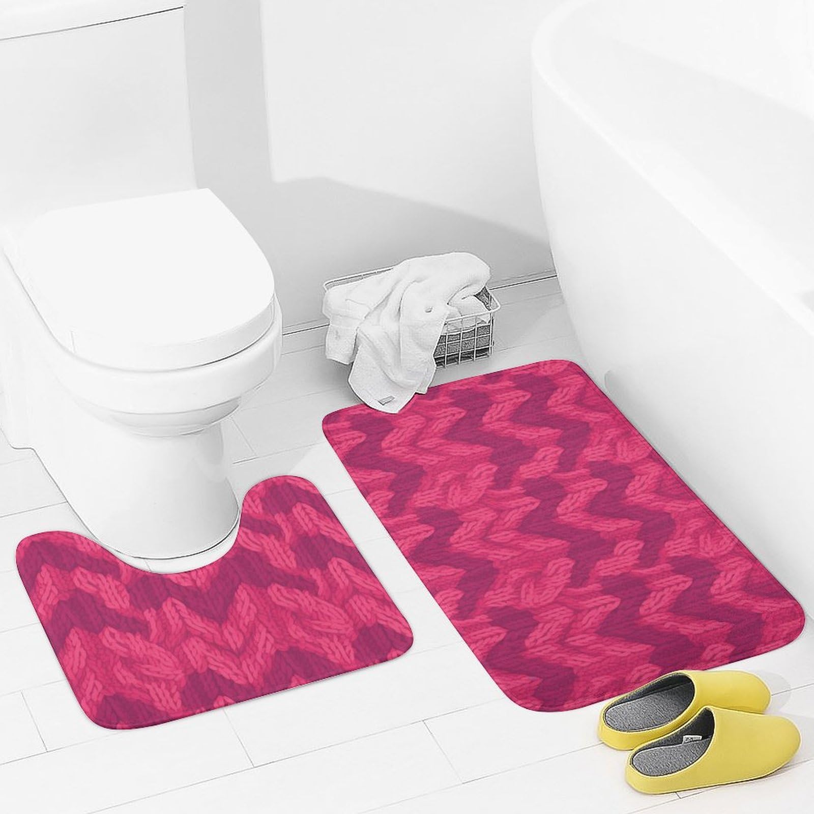 Tapis de bain absorbant haut de gamme | Lot de 2 en microfibre premium douce mauve et rouge