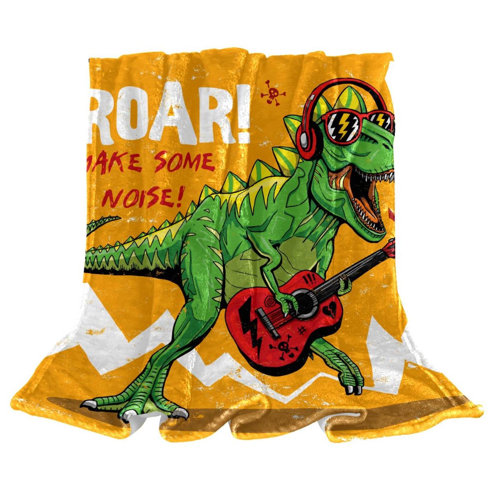 Couverture polaire guitare dinosaure contre le froid plaid doux lit