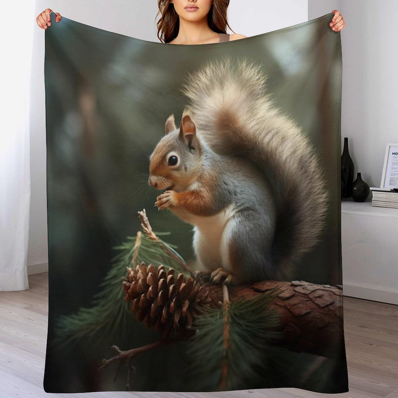 Couverture écureuil en flanelle pour des soirées cocooning sur le canapé