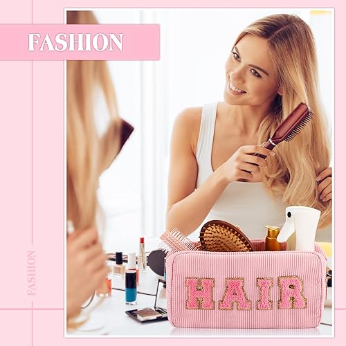 Miniatura 7 de Kajaia 4 bolsas de maquillaje de chenilla, bolsa de felpilla para el cabello, la cara y la piel, para cosméticos, para mujeres, artículos de tocador