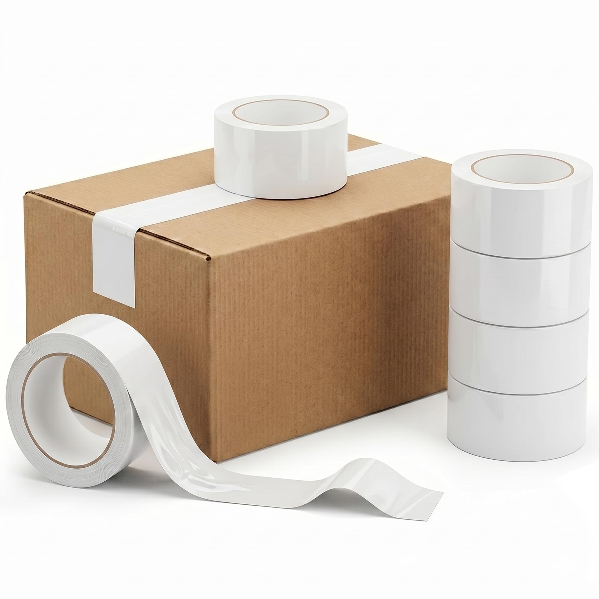 Venuscello® 12 x Parcel Packaging Tape White Strong Adhesive Coloured Carton Sealing Tape 48mm x 66m for Packing Shipping Moving Storage Warehouse Office Use — image 1