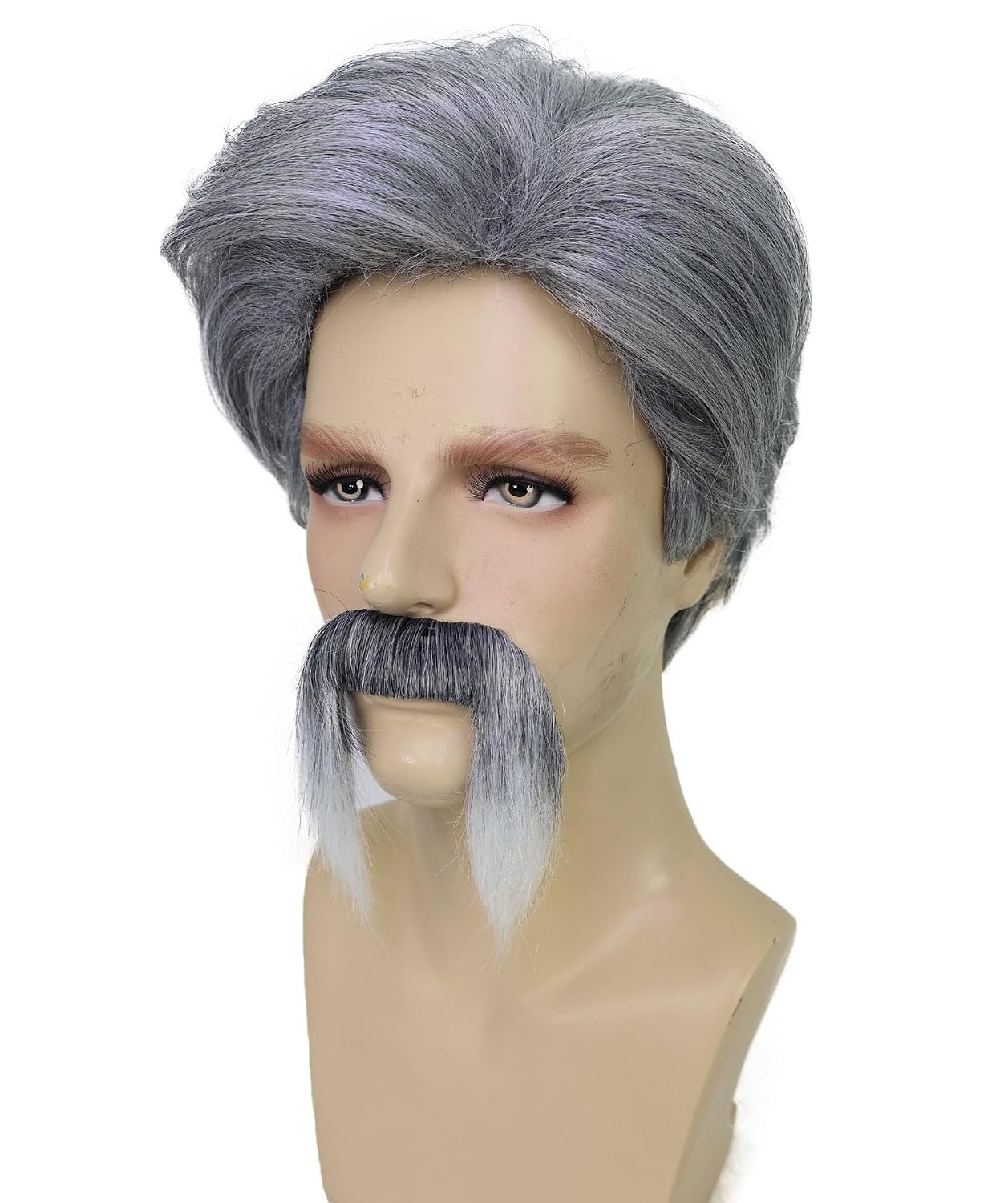 Men’s Grandpa Wig & Mustache Set – Classic Elderly Hairstyle for Cosplay | Character Hairpiece for School Plays, Festivals & Funny Costume Events