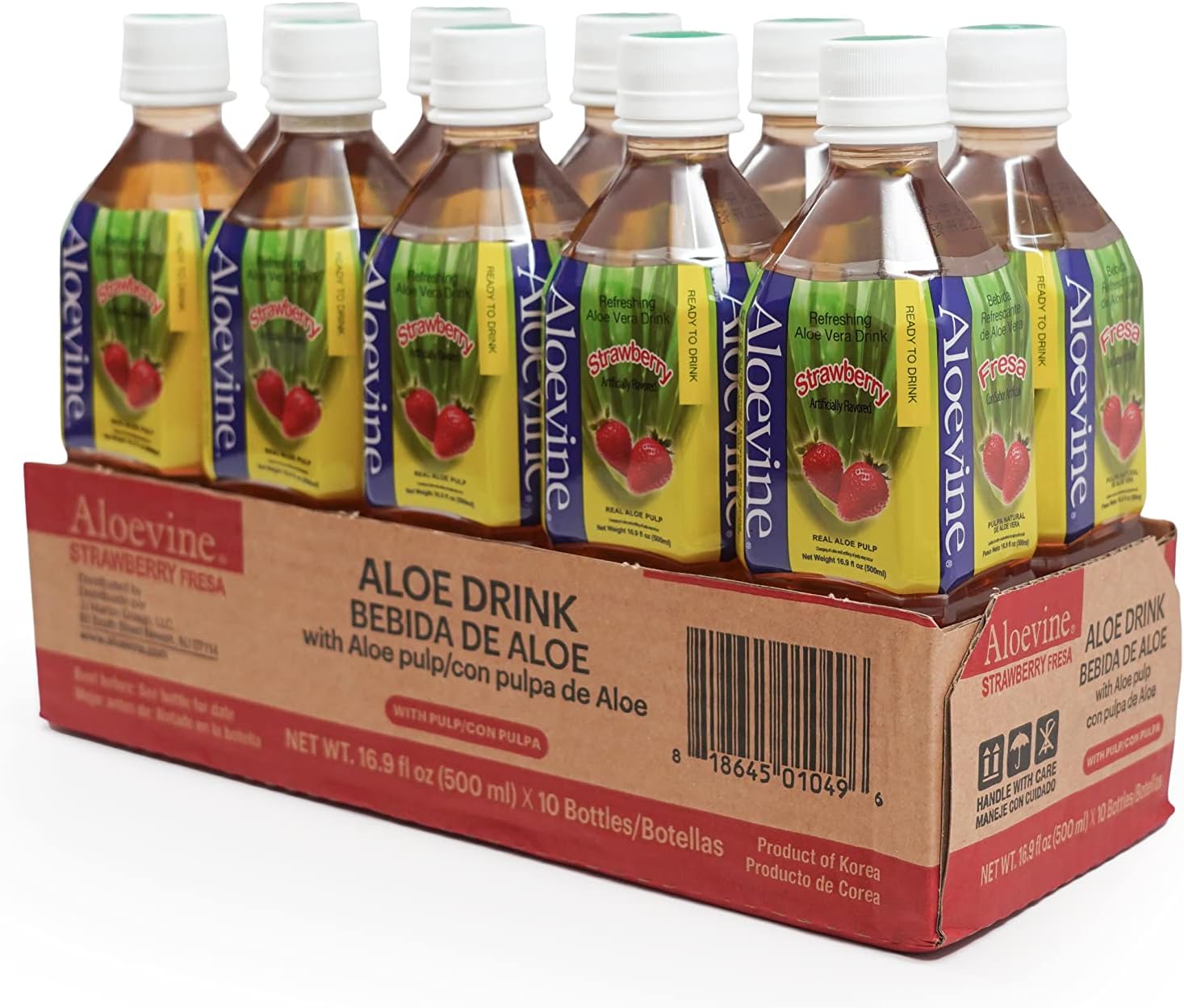 Aloe Vera Drink (Strawberry, 16.9 oz 10 Pack)