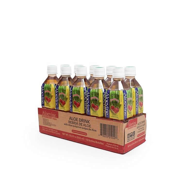 Aloevine Bebida de Aloe Vera sabor Morango 500 mL, pacote com 10