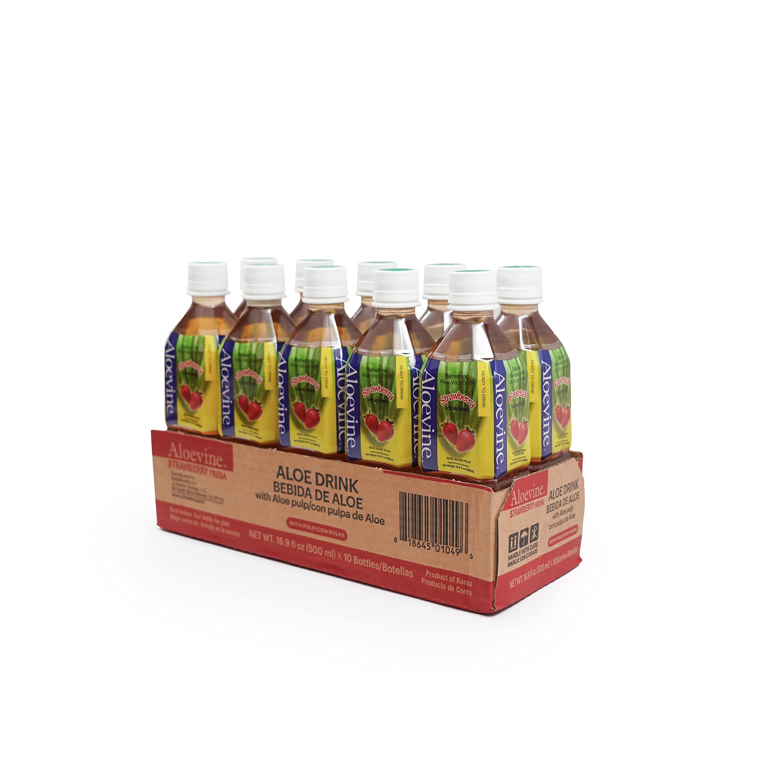 Aloevine Aloe Vera Drink (Strawberry, 16.9 oz 10 Pack)