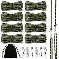 8 Pack Rope Tensioner Set with Alloy Buckles and Storage Bag, Adjustable Tie Down Ropes for Tent, Tarp, Hammock, Clothesline, Luggage & Outdoor Use (Green)