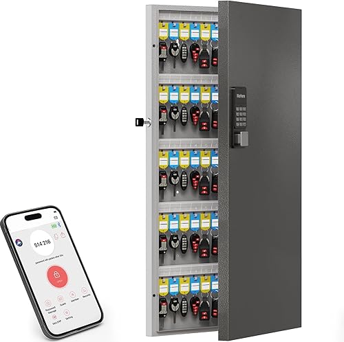 Miniatura 6 de 32 Key Lock Box,Metal Key Cabinet Organizer Wall Mount use OTP Technology Unlock,Fixed PasswordBluetooth Unlock, App Remotely Generates Pin Codes