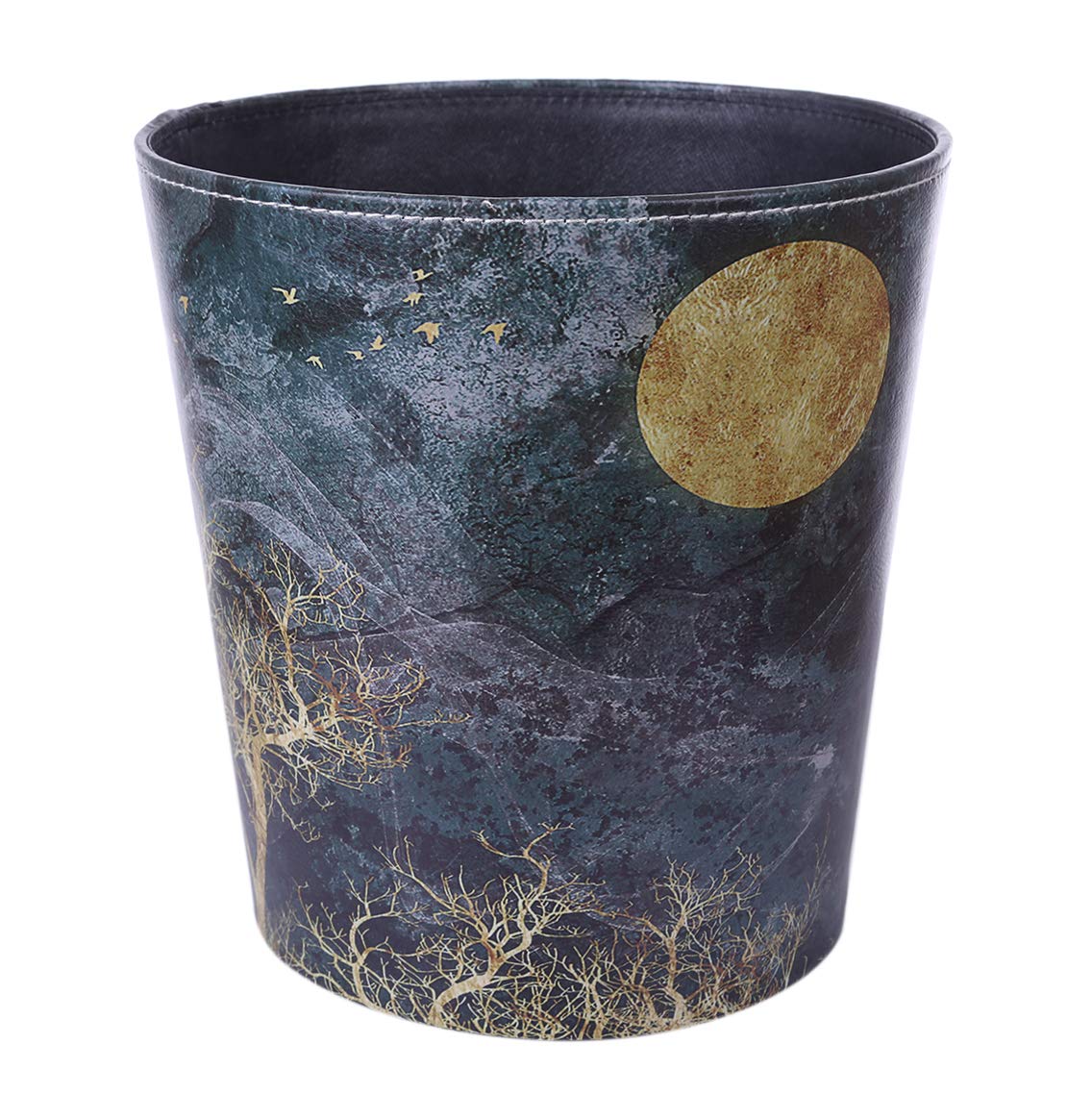 Trash Can, 10L/2.64 Gallon PU Leather Wastebasket, Decorative Waterproof Paper Basket Garbage Bin for Home Office Bathroom