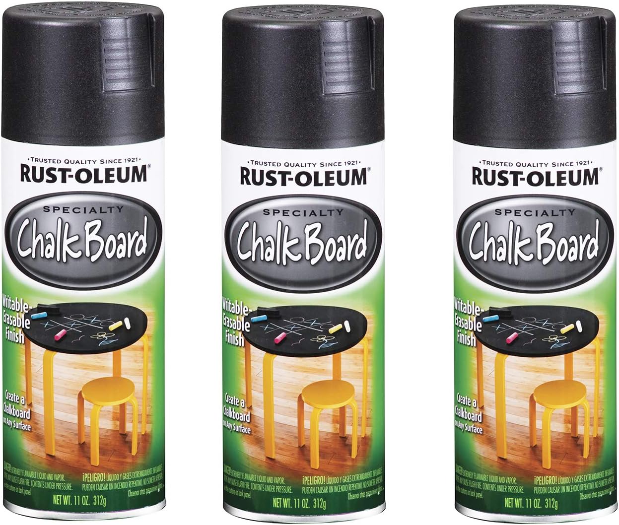 Rust-Oleum 1913830-3PK Chalkboard Spray Paint, 12 oz, Black, 3 Pack