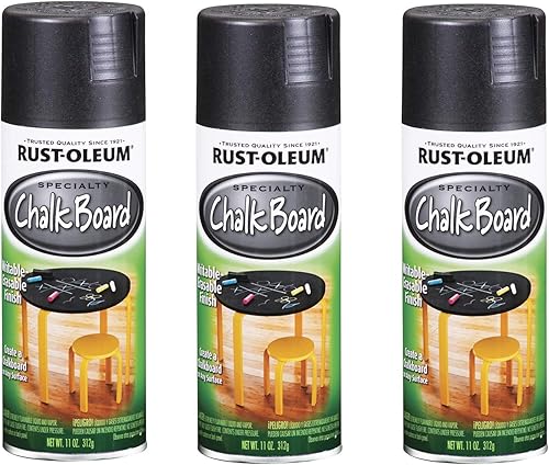 Rust-Oleum 1913830-3PK Pintura en aerosol para pizarra, 12 onzas, negro, paquete de 3