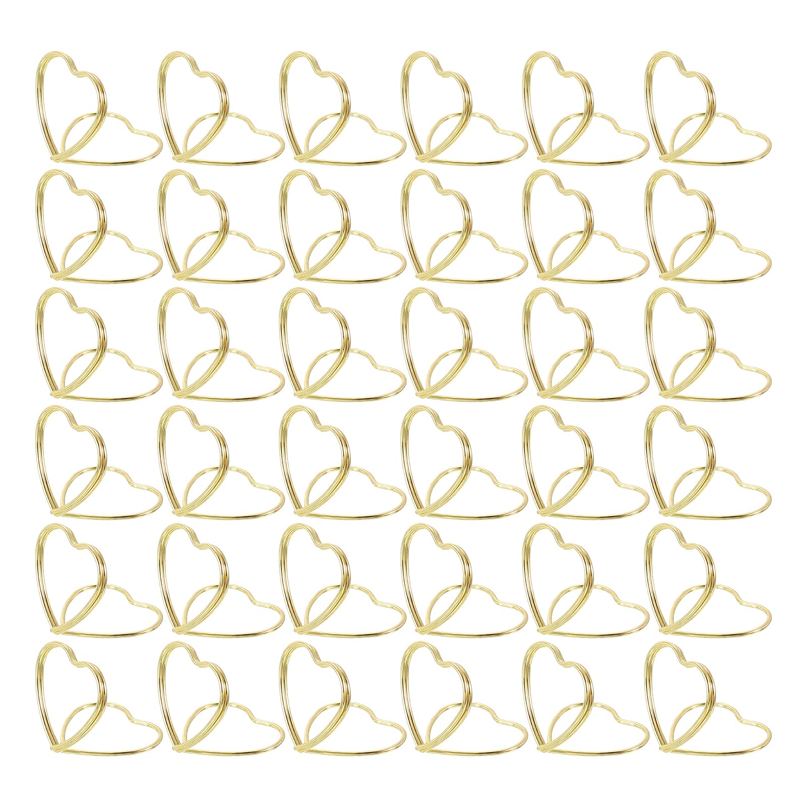 Uxcell 36Pcs Heart Shape Table Number Holders Mini Place Card Holders Carbon Steel Picture Holders for Tables Centerpieces Wedding Reception