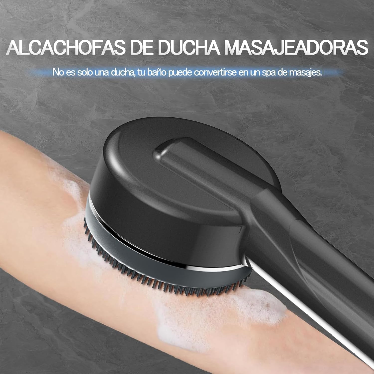 Alcachofa de Ducha con Filtro de15 Pasos,cabezal ducha Antical con Manguera de 1.5M,Filtro Ducha 3 Modos de Rociado filtro botón de OFF/ON,Ideal para Aguas Duras Limpieza del Baño Gris