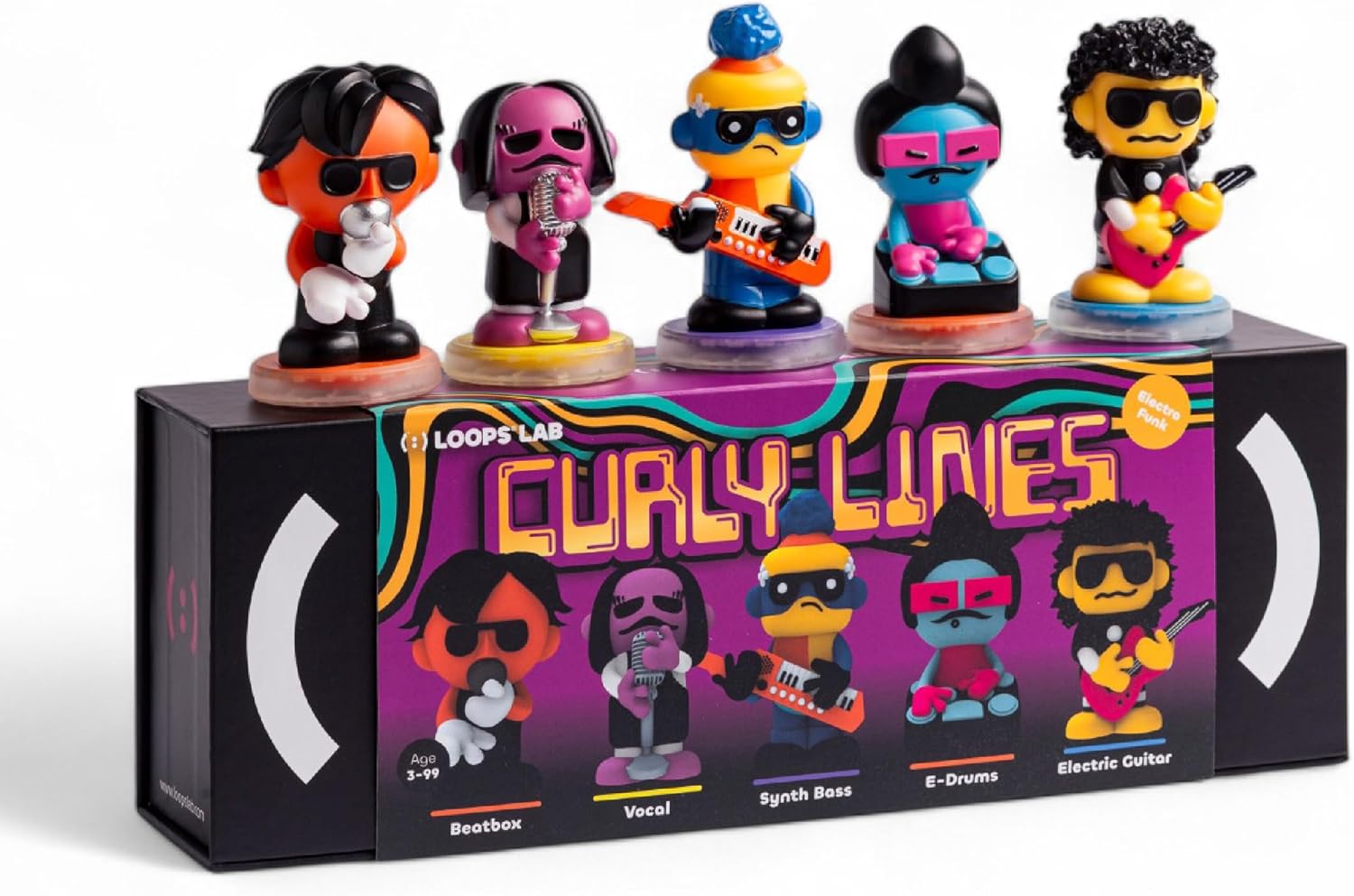 LOOPS Curly Lines - 5-Piece Neo-Funk Music Band Interactive Figurine Set
