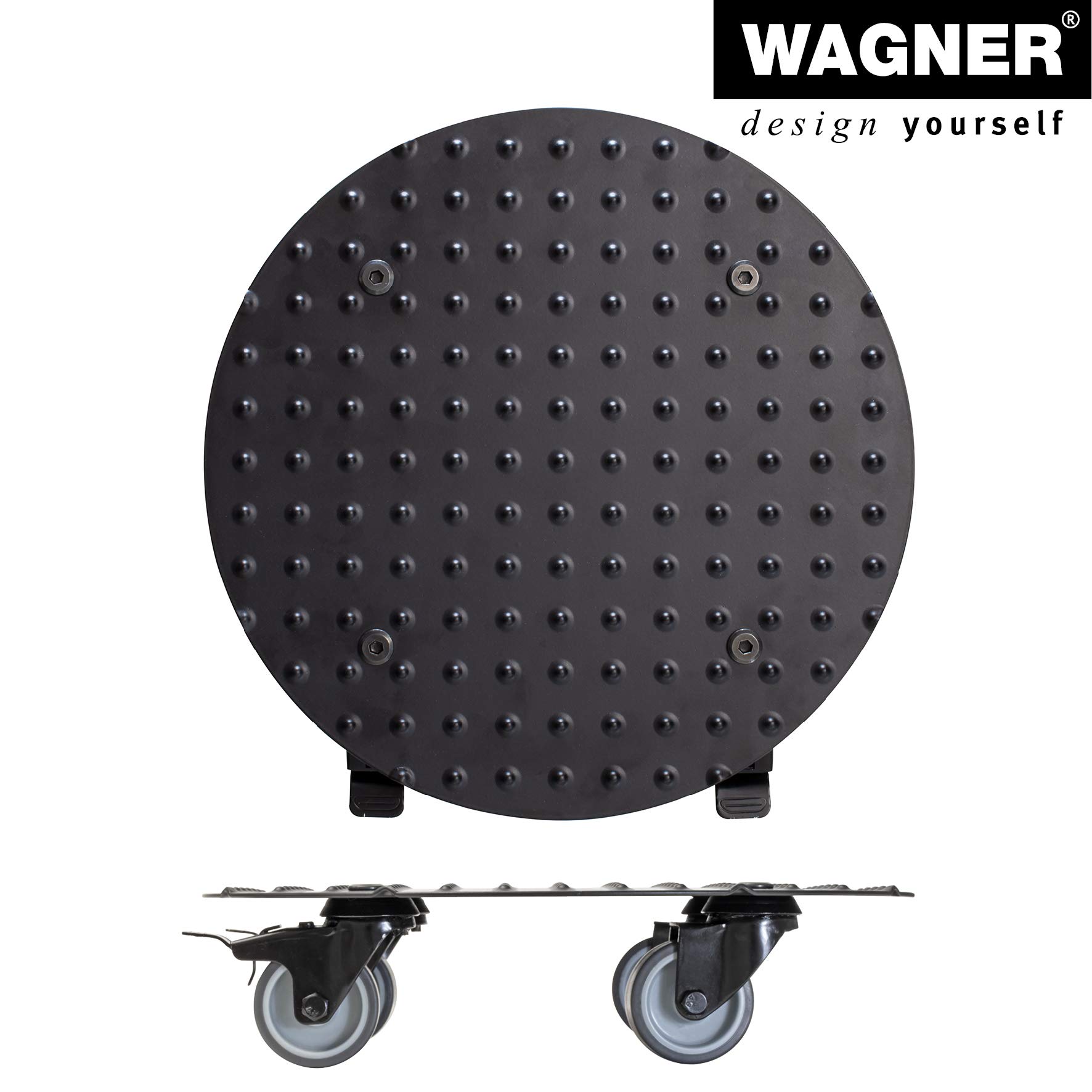 Wagner Wałek do roślin Alaska Black Ø 30 x 7,5 cm, wałek do kwiatów do użytku na zewnątrz i wewnątrz, z aluminium, czarny, 2 całkowite stojaki, nośność 150 kg, wyprodukowano w DE - 20700701
