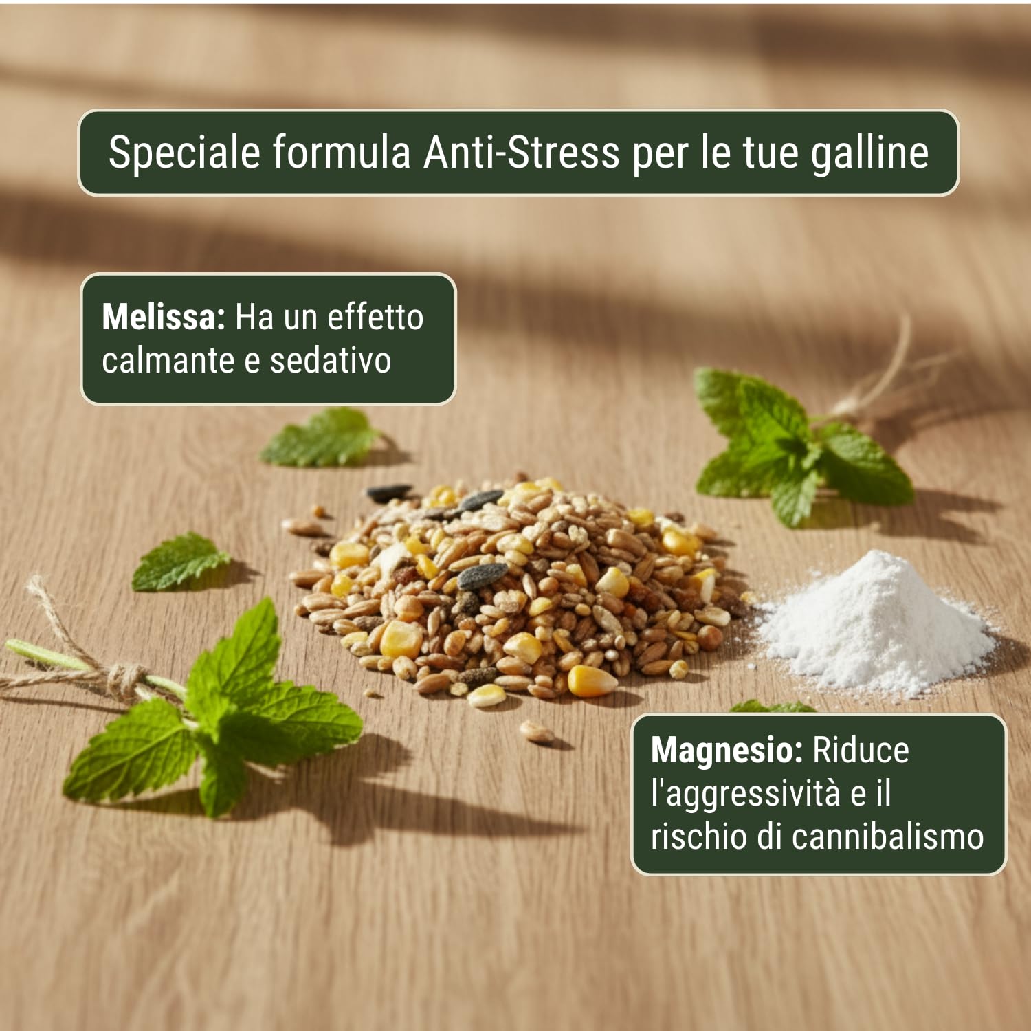 Leimüller Mangime Anti-Stress per Galline 25 kg - Muesli con Melissa & Magnesio - Contro Aggressività & Beccaggio - Naturale Austria Senza OGM