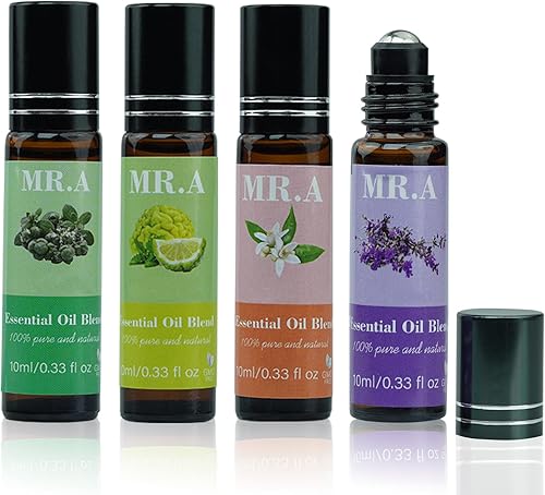 Miniatura 1 de Paquete de 4 aceites esenciales de mezcla roll-on de aceite, aceite de fragancia 100% natural, aceite de mezcla de aromaterapia con lavanda pura,
