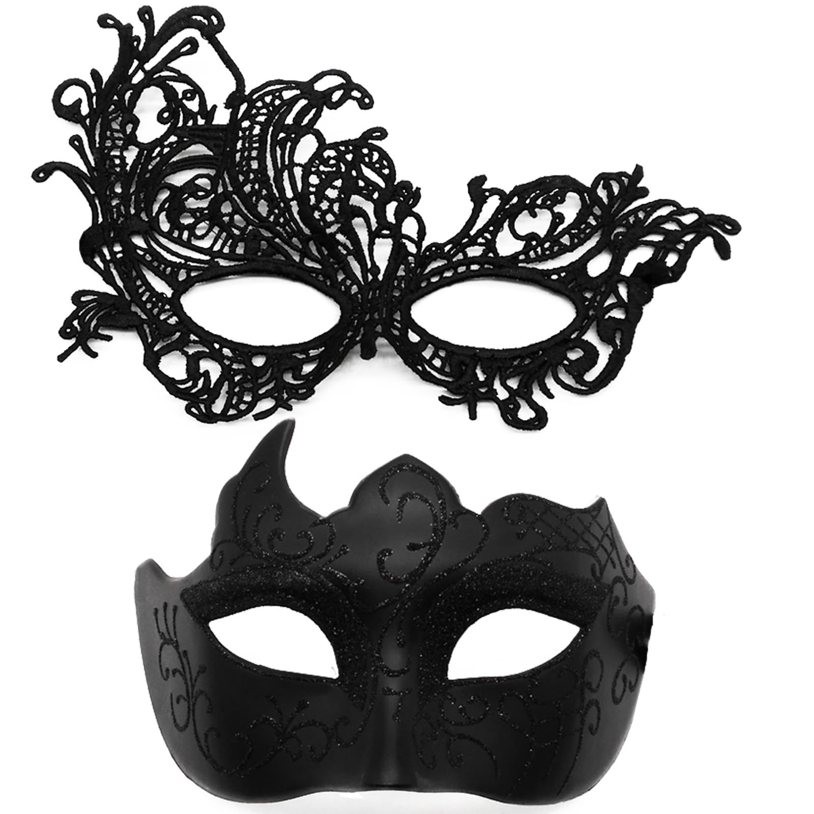 CYunhui Masquerade Mask for Couple, MasqueradeBall Party Masks, Black 2pcs